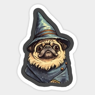 Cute Pug Wizard design Sticker